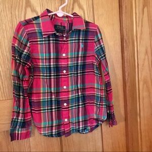 Girls pink plaid Polo Ralph Lauren shirt-size 6